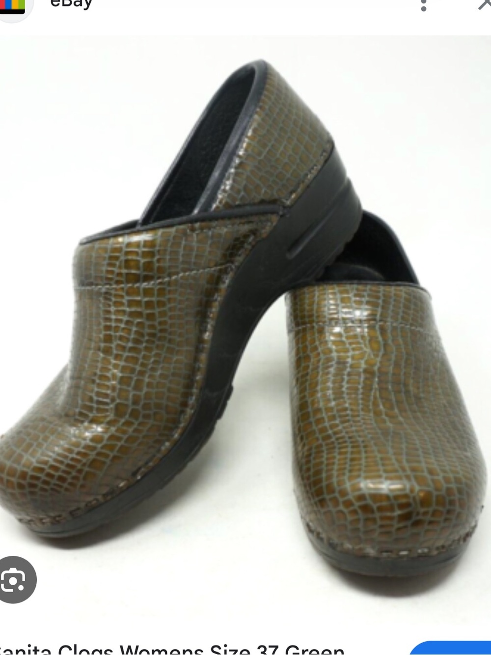 Sanita Olive Green Snake-Print Mules